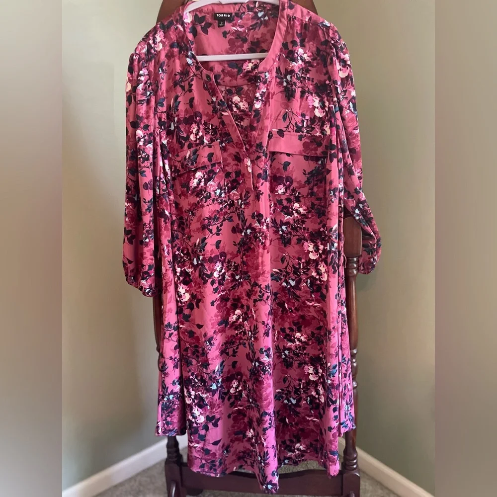 Torrid Floral Mauve Dress, Size 2 (2XL) - Picture 1 of 9